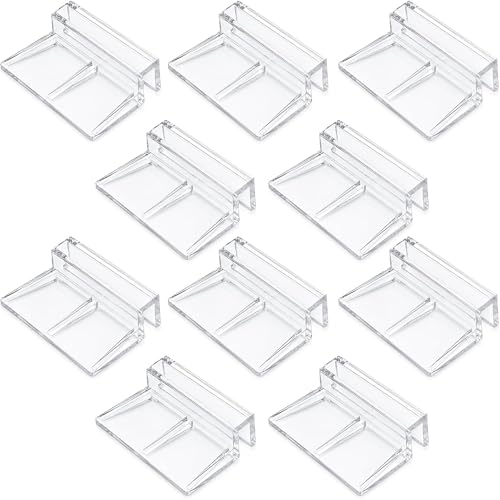 2026 New 10 Pack Transparent Aquarium Lid Clips for 6.3mm Glass,Rimless Fish Tank Cover Bracket Holder,Plastic Acrylic Top Support for Anti-Jumping and Secure Glass Covers