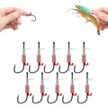 10 Pcs Luminous Live Shrimp Hooks,Holes with Night Light Fishing Hooks High Carbon Steel Barbed with Barbed,Saltwater Corrosion-Resistant for Freshwater & Saltwater Fishing