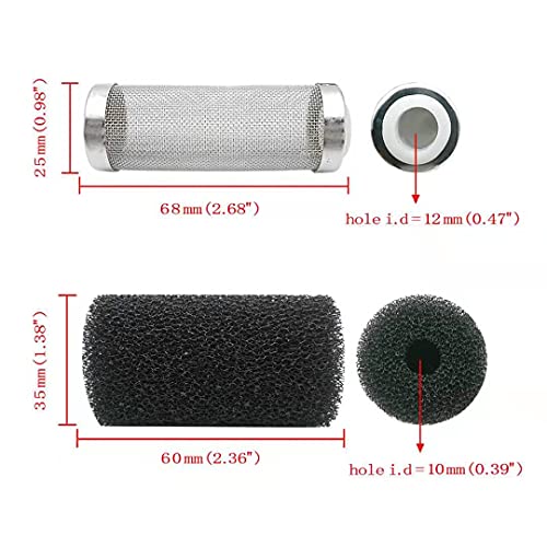 12mm Stainless Steel Aquarium Filter Inflow Inlet Basket Mesh Shrimp Guard for Aquarium Percolator with Fish Pre-Filter Intake Sponge Cover - size: 12mm
