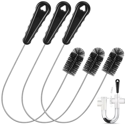 3 Pcs Condensate Trap Flexible Drain Brush, 16 Inch AC Drain Line Cleaning Brush for AC & HAVC Condensate P Trap, Black - color: Black, size: 16 Inch