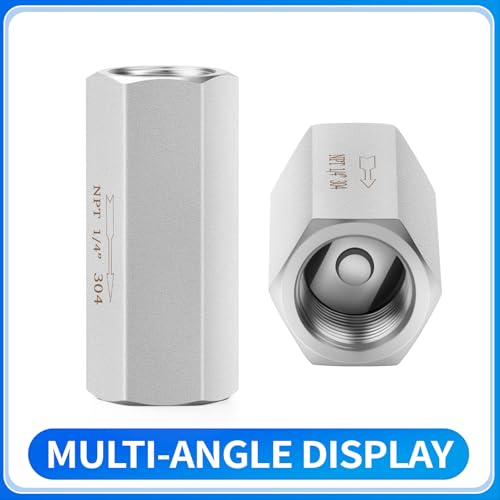 ChillWaves 304 Stainless Steel In-Line Siamese Check Valve 1/4" NPT Female Thread, One-Way Non-return Check Valve for Backflow Prevention(1-PACK) - size: 1/4" FNPT, style: Siamese Check Valve