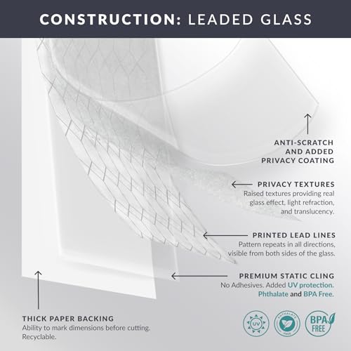Skyline Window Privacy Film by Artscape - Textured Leaded Glass Design, Static Cling, Day and Night Privacy, UV Protection, Long-Lasting Vinyl, Made in USA - 36 x 72 Inch - color: Skyline
