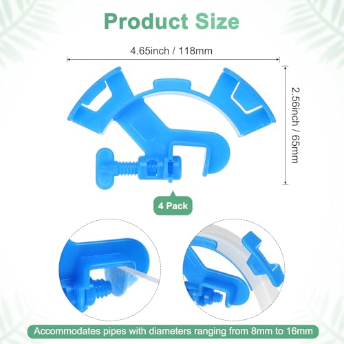 M METERXITY 4-Pack Aquarium Water Pipe Clamp, ABS Plastic Adjustable Aquarium Tube Holder Fish Tank Hose Holder Fixed Clamp Fixing Clip for 12-16mm Hoses Aquarium Equipment Accessories