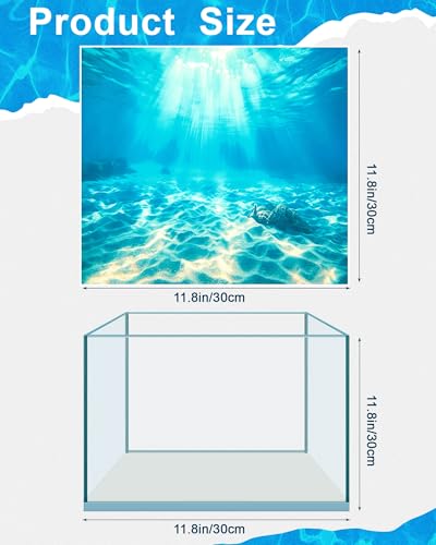 4 Pack Aquarium Background Polyester 11.8 x 11.8 Inch Cloth Fish Tank Background Undersea Corals Sunshines Rock Aquatic Plants Wallpaper with Double-Sided Tape - size: 11.8 x 11.8 Inch