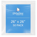 iMailer- 26" x 26" 50 Pack- 2 Mil Resealable Zip Bags- Clear Plastic Bags with Zip Top Lock for Storage, Organizing, Crafts, Travel - size: 26" x 26" 50 Pack