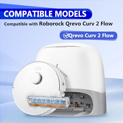 27 Pcs Qrevo Curv 2 Replacement Accessories Compatible with Qrevo Curv 2 Flow Robot Vacuum, 1 Set Mainbrush, 1 Roller Mop, 6 Scent Tablets, 4 HEPA Filters, 6 Dust Bags, 6 Side Brushes - size: for QV Curv 2