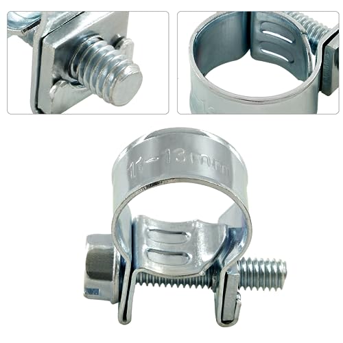12pcs Stainless Steel Gas Line Clamp, 11-13mm, Silver, C-clamp, Hose Clamp - size: 11-13mm