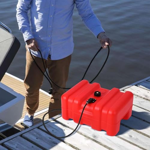 Portable Boat Fuel Gas Tank, 14.5 Gallon/55L Outboard Marine Boat Tank with Transfer Hose & Gauge for Outboard Engine, Yacht, Fishing Boat - size: 12 Gal