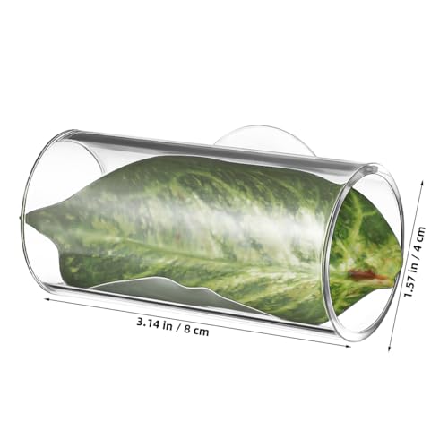 POPETPOP 2Pcs Betta Fish Acrylic Tube Tunnel : Suction Cup Aquarium Cave with Leaf Pad Cylindrical Aquarium Hideout for Breeding Resting, 3.14X1.57X1.57in