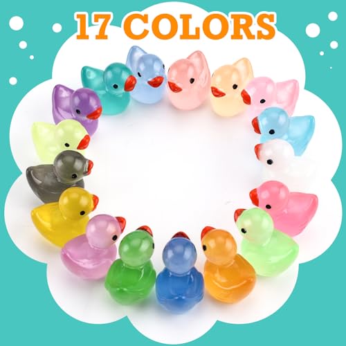 Tmtains Slime Charms Kawaii Resin Charms 3D Cute Nail Charm Mini Flatback Luminous Animal Charm Bulk Resin Jewelry Making Turtle Embellishments Supplies for Cell Phone Scrapbooking DIY Crafts - color: Db Glow in Dark Mini Ducks
