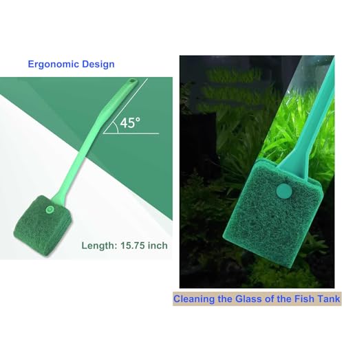 25.2 Inch Aquarium Algae Scraper/Remover for Glass Fish Tanks, Stainless Steel Cleaner Tool Kit/Cleaning Accessories with 10 Replaceable Blades + Coral Feeder + Double-Sided Sponge Brush
