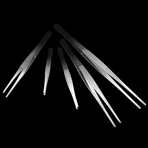 5 Pcs Stainless Steel Gardening Tweezers Seed Tweezer Large Long Tweezers Plant Tweezer Set for Plants, Gardening, Succulents, Kitchen, 4.9"/6.3"/7.9"/9.8"/11.8"