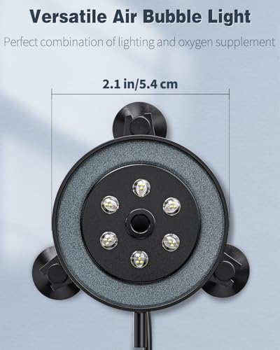 Pawfly Aquarium Air Bubble LED Light Fish Tank Underwater Multi-Colored Bubbler Light Aquarium Air Stone Disc with 4 Lighting Modes and Strong Remote Control (Pump & Remote Battery Not Included)