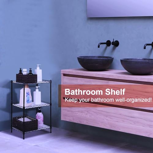 Best 3-Tier Wire Shelving - Black -mini Shelf - Kitchen Storage Shelves, Lightweight countertop Storage Rack Corner Shelf Shelving Adjustable Storage Shelf, 11.8" D x 15.7" W x 31.5" H - size: 3-Black Shelf