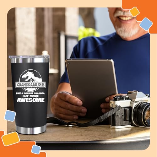 NewEleven Fathers Day Gift For Grandpa From Granddaughter, Grandson - Gift Ideas For Grandfather, New Grampa, Promoted To Grandfather, Grandchildren, Grandkid - 20 Oz Tumbler - color: Grandpa black
