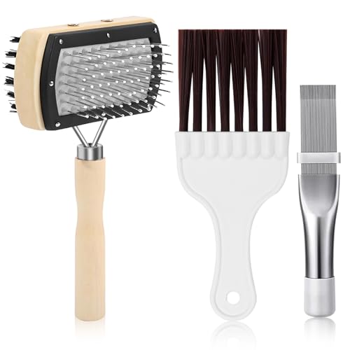 CANIPHA 3Pcs Air Conditioner Condenser Fin Cleaning Brush Refrigerator Coil Cleaning Brush Supplies, Stainless Ac Coil Cleaner, Evaporator Coil Cleaner, Mini Split Cleaning Kit Fridge Cleaner Tool - color: 3pcs