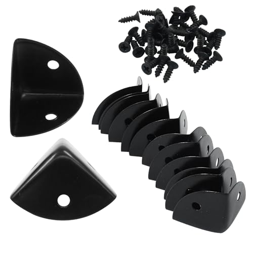 12 Pcs Metal Corner Protectors Black Edge Guard Furniture Edge Corner Cover Angle Corner Brackets with Mounting Screws for Box Table Cabinet(1"x1"x1") - size: Black,1 inch,12pcs