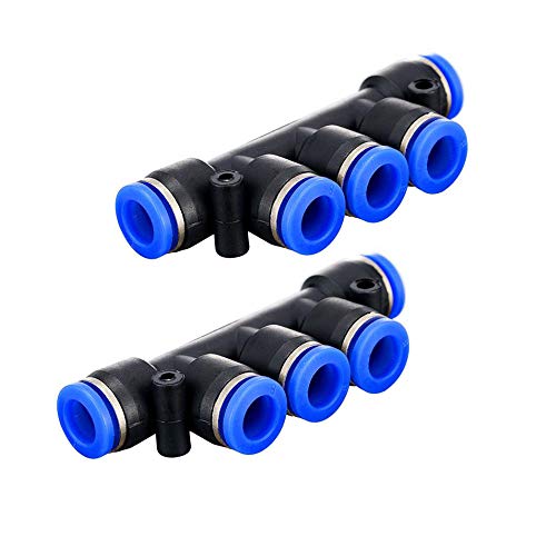 Yoebor Push to Connect Inline Manifold Union Tubing Fitting, 6mm 1/4" Tube OD, Pack of 2