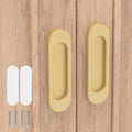 2 Pack Self Stick Sliding Door Handles, Aluminum Alloy 4 Inch Self Adhesive Cabinet Knobs for Push-Pull Glass Barn Doors, Closets, Wardrobes, Windows (2, Champagne) - color: Champagne