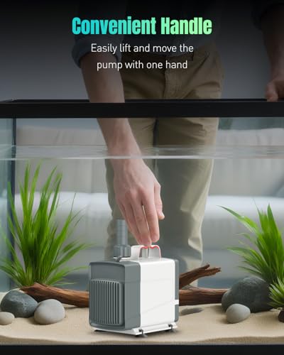 Pawfly 1060 GPH Fountain Pump, 85 W Submersible Water Pump with 14.8 ft. High Lift and 3 Nozzles, Quiet Water Fountain Pump for Aquarium Fish Tank Waterfall Pond & Hydroponics - style: 1060 GPH