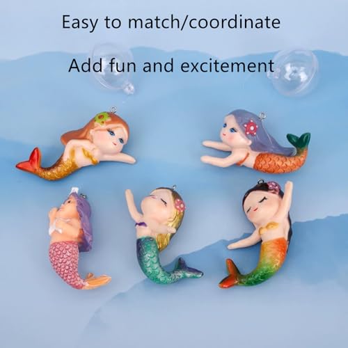 Floating Mermaid Aquarium Ornament, Handcrafted Cute Mermaid Statue with Floating Ball, Colorful PVC Resin Fish Tank Decor for Home Aquariums & Desktop Water Features (Red) - color: Red