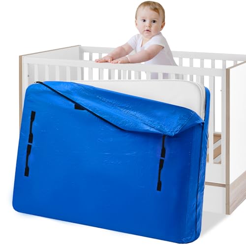 Mattress Bags for Moving, BETU Mattress Protector Waterproof Mattress Cover Crib Size Storage Bags with 8 Heavy-Duty Handles and Zipper for Bed Extra Thick Large Reusable (52"x28"x6.5" Blue) - color: Blue, size: Cribe 1 Pack (52"x 28"x 6.5")