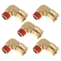 5PCS DOT Air Brake Line Fittings Brass 90 Degree Union Elbow Joint DOT Approved 3/8" Tube OD x 1/4" NPT Thread Air Brake Line Adapter Air Suspension Kit for Car Truck Trailers - size: 3/8" OD x 1/4" NPT, style: Quick Push 90° Elbows-5PCS
