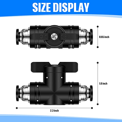 Flutesan 5 Pcs 1/4" x 1/4" OD Push to Connect Pneumatic Ball Valve PVC Air Flow Control Valve Quick Connect Tube Fittings Air Line Hose Fittings - size: 1/4" x 1/4" OD