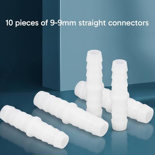 Plastic Hose Barb Fittings, Durable PE Straight Connectors for Secure Hose Connections in Aquariums Labs and Irrigation Systems 10Pcs 9-9mm Size - size: 9-9mm straight through
