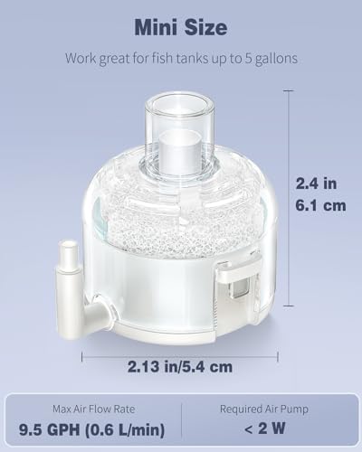 Pawfly Mini Aquarium Sponge Filter, Small Fish Tank Internal Filter with Foam and Air Stone Submersible Bio Sponge Filter for Fish Tanks up to 5 Gallon (Air Pump & Airline Tubing Not Included) - size: Small
