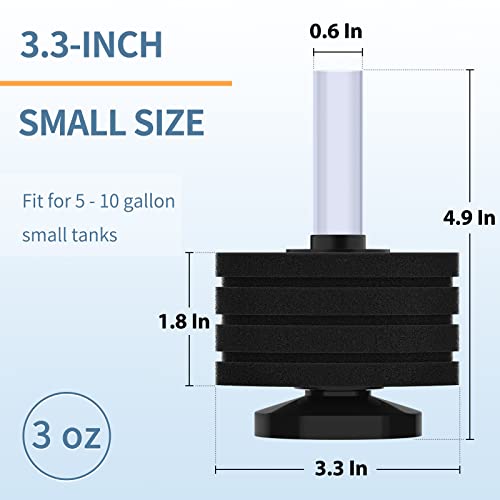 Pawfly Corner Sponge Filter Nano Quiet Betta Fry Shrimp and Small Fish Bio Foam Filter for Tiny Aquariums and Fish Tanks up to 10 Gallons (Air Pump Not Included)