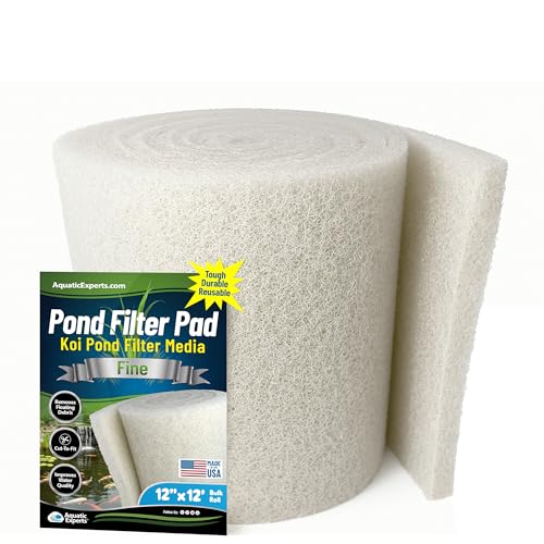 Classic Koi Pond Filter Pad FINE - White Bulk Roll Pond Filter Media, Ultra-Durable Pond Filters for Outdoor Ponds, Reusable Fish Pond Filter Material, USA (3/4" - 1" x 12" x 12 feet) - size: 12" x 12 Feet