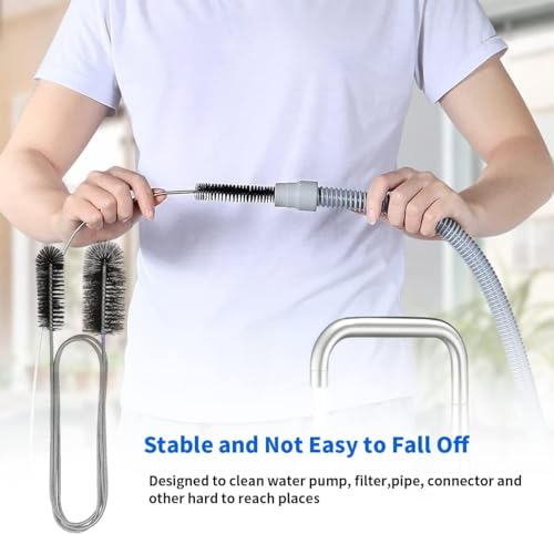 10 Pcs Flexible Drain Brush Straw Cleaner Brush Set,Pipe Cleaners Brush,61Inch Stainless Steel Double-Ended Hose Brush 8.2Inch Nylon Long Tube Cleaning Brush for Home Kitchen Sink Plumbing