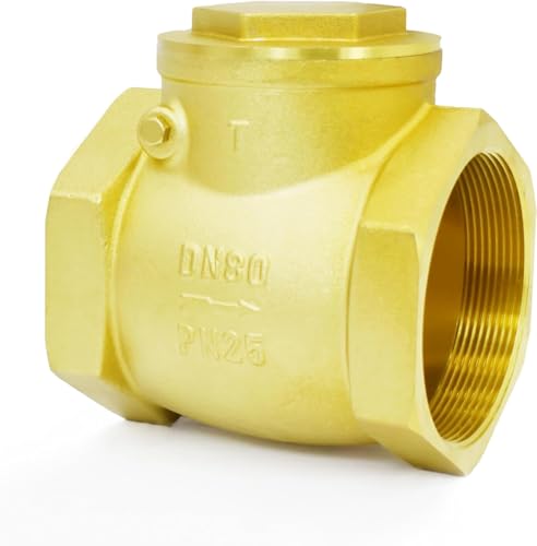3"NPT Horizontal Brass Check Valve - Prevents Water Backflow, Suitable for Sewage Pumps & Air Compressors (DN80) - size: 3inch（DN80）