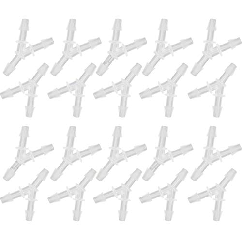 plastic 1/8" Y shape 3 way barbed connector for air hose, water pipe pp polypropylene barb fitting. (Pack of 20 pcs) - style: 20pcs, 1/8" O.D.