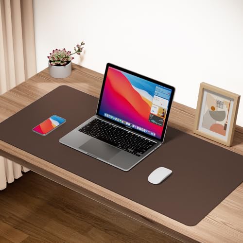 Boutilon Leather Desk Pad Protector,Non-Slip Mouse Pad,Laptop Desk Pad,Office Mouse Mat,Waterproof Leather Desk Blotter,Desk Writing Pad for Office and Home (S-Coffee,24"x 14") - color: Coffee, size: S 24" x 14"