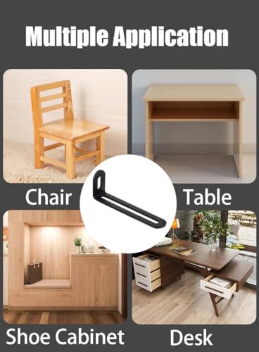 3"x1.2"x0.6"Adjustable Right Angle Brackets Metal L Bracket Heavy Duty 90 Degree Corner Fastener L-Shape Corner Brace Support Black Shelf Bracket , 10Pcs - size: 3"x1.2", style: BLACK/10PCS