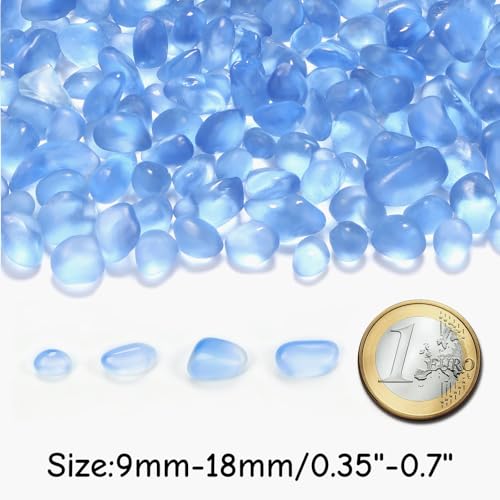YATOJUZI Aquarium Gravel Fish Tank Rocks 0.85lb Sea Glass Stones for Crafts Decorative Frosted Glass Pebbles for Aquarium Fish Tank Vase Filler DIY Home Decor (Light Blue) - color: Light Blue