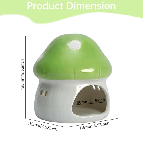 AnRui Ceramic Mushroom Aquarium Decor Cute Mini House Betta Fish Tank Accessories Decoration Hideaway Hideout Cave Ornament for Small Fish, Shrimp, Goldfish and Reptiles (Green, Large) - color: Green, size: Large