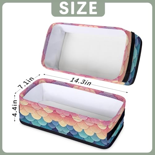 Colorful Fish Scales Toilet Paper Basket Bathroom Countertop Organizer, Decorative Storage Baskets for Towels, Toilet Tanks Tray with handles, Small Storage Basket for Shelves, Bedroom, Table Decor