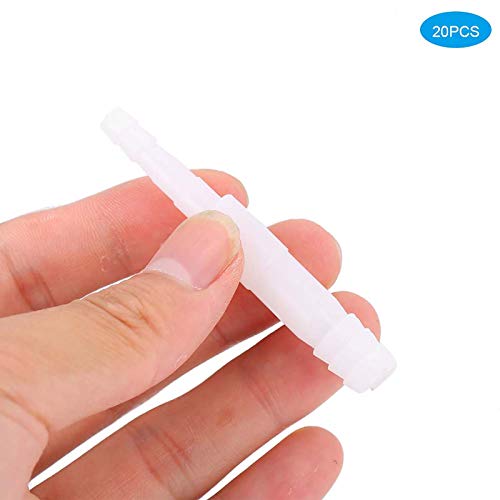 Yctze 20pcs Aquarium Hose Adapter - 4mm to 8mm PVC Air Valve Tube Connector Converter Straight Clear White Plastic Inline Tubing for Easy Water Pipe Connection