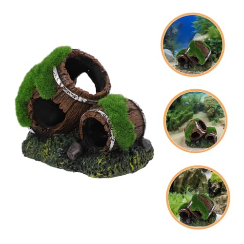 Toddmomy Fish Tank Landscape Decor Realistic Resin Barrel Aquarium Supplies Fish Decor Hideout Cave Ornament