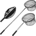 Yeahmart Fishing Landing Net with Telescopic Aluminum Handle Pole, Collapsible Nylon Mesh Minnow Fish Net for Saltwater & Freshwater, Portable Fishing Gear for Kids, Men, Women, Extends 21-75 Inches - style: 61.4" Full Length (4 Sectional Handle-round)
