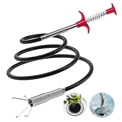 61" Drain Snake with Grabber Claw, Flexible Grabber Tool for Hair Clogs, Plumbing Auger for Sink, Tub, and Pipe Clog Remover - style: 61 IN