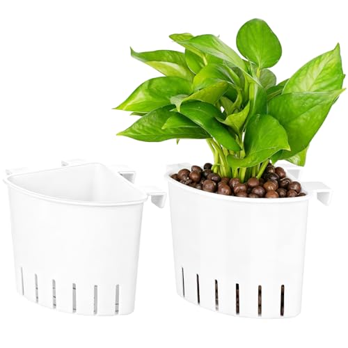 Borlech 2026 Latest Model Large Aquarium Corner Planter Hanging Plant Holder for Fish Tank Aquaponic Plant Cultivation and Aquascape Accessories Decorations (2 Pack) White - color: White-2 Pack