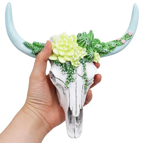 Oooct Bearded Dragon Tank Decor Accessories, Resin Cattle Skull Reptiles Hideouts Decorations, Decor Statue for Fish Aquarium Cave Landscape - color: B, size: Large