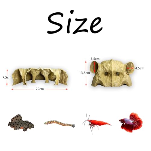 Aquarium Hidden cave，Small Bottom-Dwelling Fish&Shrimp Safe Hiding Hole，Underground Double-Hole Hiding Tunnel，3D Printed， Fish Tank Decoration Accessories (Large Size) (Grey) - color: Gray