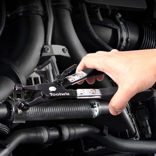 Toolwiz 100Pcs 6-25mm Spring Band Hose Clamp Assortment with Swivel Clamp Pliers, Constant Tension Radiator Hose Clamps, Black Hose Clips for Fuel Line, Silicone Vacuum Hose, Air Tube, Water Pipe - style: 100Pcs Spring Clamps with Plier