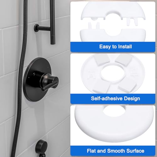 uxcell 4pcs Wall Split Flange 95mm / 3.7" OD Escutcheon Plate ABS Round Self-Adhesive Plumbing Cover Plates for 33mm / 1.3" Dia Water Pipe Faucet Decoration Accessories, White - color: White, size: 33mm