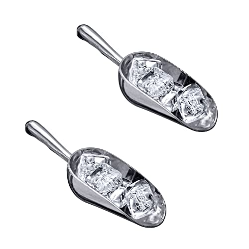 Amazing Abby - Elsa - 5-Ounce Aluminum Ice Scoops (Set of 2), Cast Aluminum Utility Scoops, Food-Grade, Good for Home and Commercial Use, NOT Dishwasher-Safe, Hand-Wash Recommended